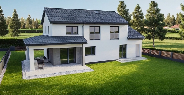 Indywidualny projekt domu z poddaszem użytkowym w Lublewie Gdańskim EMER-architekci