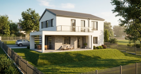 Dom jednorodzinny w Rotmance widok tył mniejszy rozmiar