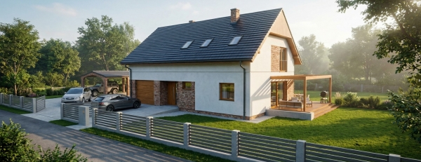 Dom jednorodzinny w Pawłowie front